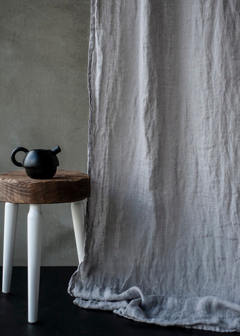 Linen Muslin Curtains Sheer Linen Drapes White Linen Curtain Etsy Canada