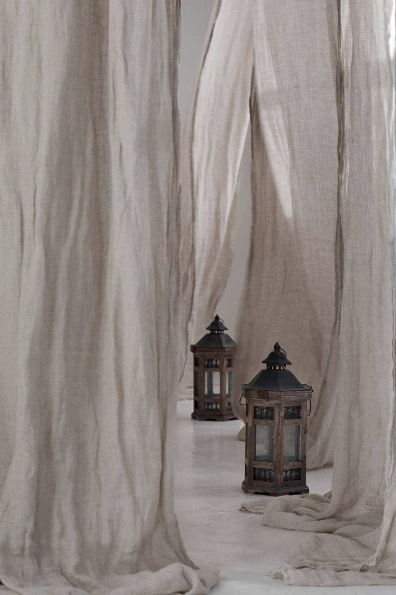 Muslin Linen Curtains Made of Pure Natural Flax Fabric From Europe