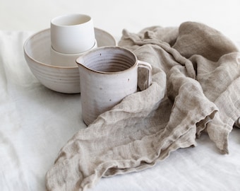 Natural linen napkins made of delicate muslin - set of 4, Linen tea towel in beige and other colours