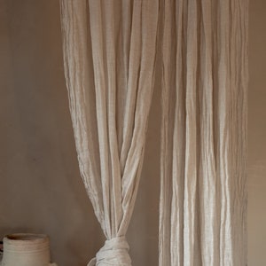 Pure linen curtains, 59x118, European textured linen drapery, Canopy over the bed, Linen curtain panel, Light and transparent drapes Oatmeal