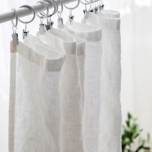 Stone washed linen curtain panel, Soft scrunched linen curtains, Natural linen drapes, Oatmeal washed curtains PERFECT WHITE