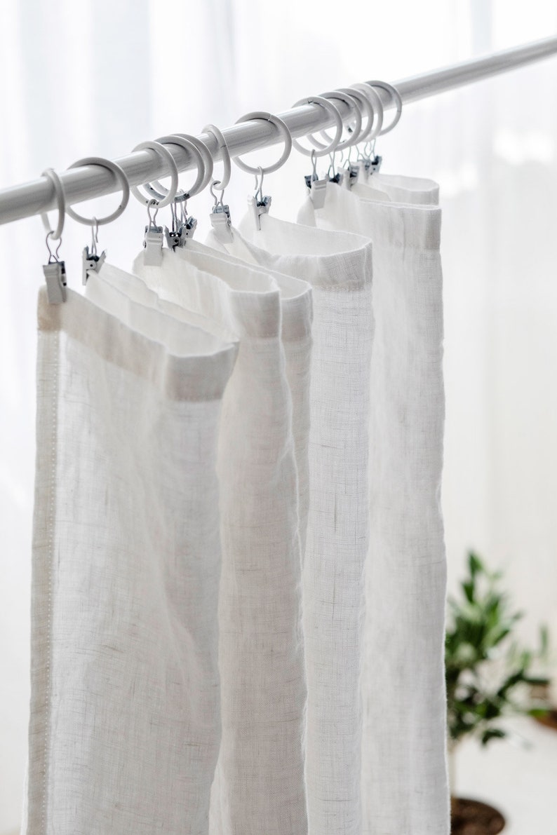 Stone washed linen curtain panel, Soft scrunched linen curtains, Natural linen drapes, Oatmeal washed curtains PERFECT WHITE