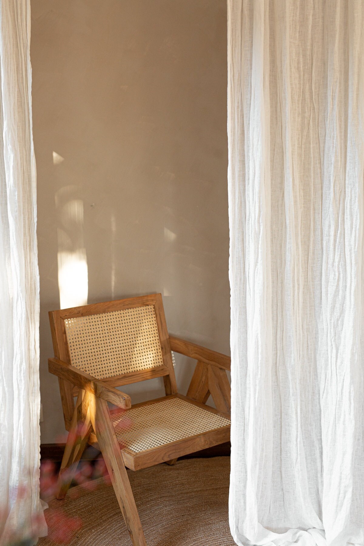 Light Linen Gauze Curtain in Warm White, Ethereal Breezy Linen