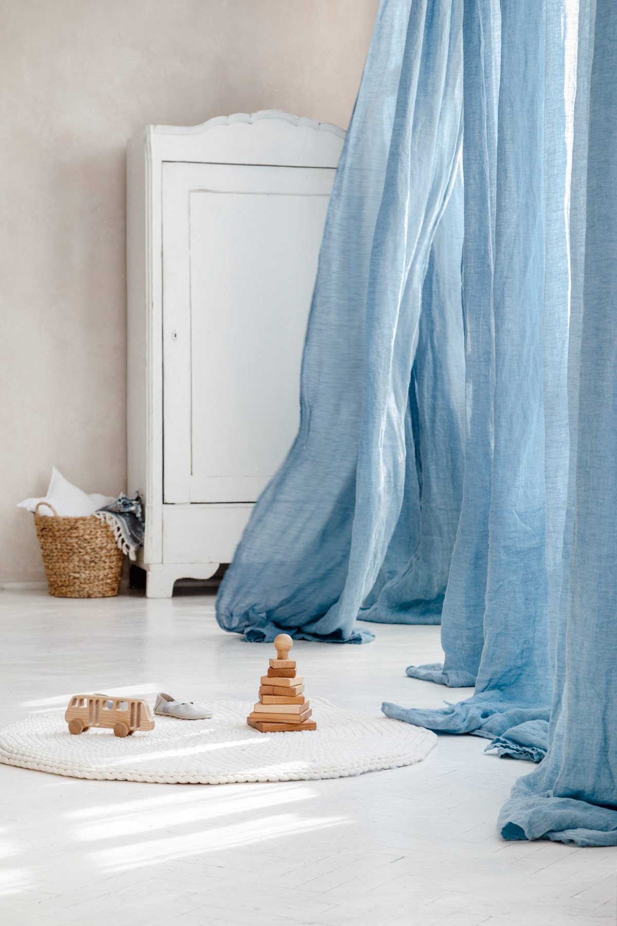 Light blue curtain fabric outlet