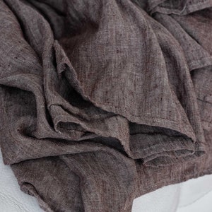 Medium weight linen curtains in nut brown melange and other