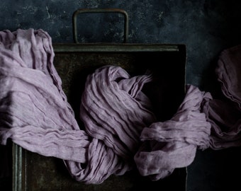 Delicate muslin linen table runner in dusk rose 30x99", Pink linen table cover, Ethereal soft linen table runner