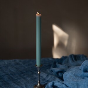 Ethereal linen tablecloth in azure blue, Delicate flowy muslin table linen various colors Azure