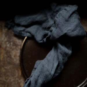 Muslin linen napkin set pearl gray. Delicate transparent linen napkins various colors Graphite