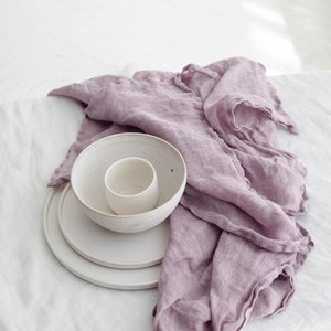 Linen napkins in light blue made of natural soft linen muslin from Europe set of 4, various colors DUSK ROSE