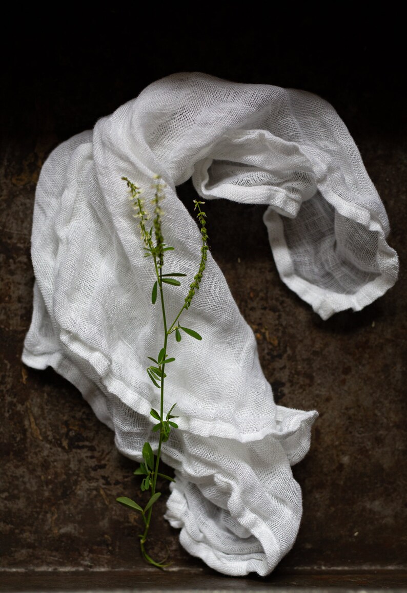 Muslin linen napkin set pearl gray. Delicate transparent linen napkins various colors Perfect white