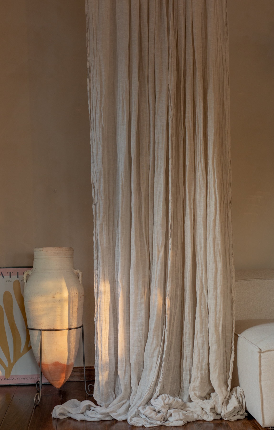 Muslin Linen Curtains Made of Pure Natural Flax Fabric From Etsy UK