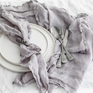 Linen napkins in light blue made of natural soft linen muslin from Europe set of 4, various colors PEARL GRAY