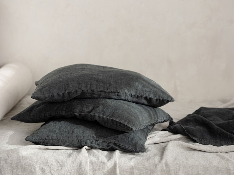 Emerald Green Linen Cushion Cover Dark Green Pillowcase Made Etsy