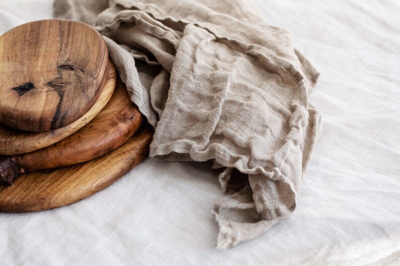 Linen napkins in light blue made of natural soft linen muslin from Europe set of 4, various colors NATURAL (flax)