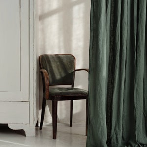 Stone washed linen curtain panel, Soft scrunched linen curtains, Natural linen drapes, Oatmeal washed curtains GREENERY
