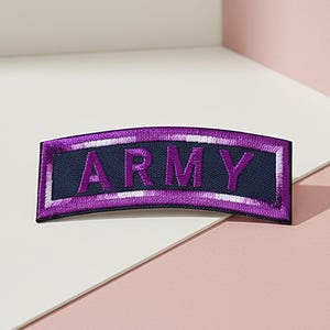 BTS ARMY embroidered patch – violet fan club badge 9.6 cm