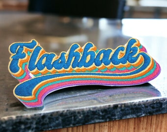 Patch Flashback, écusson brodé thermocollant rétro, patch années 80, 11,5 cm