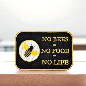 Toppa ape, senza api niente cibo niente vita, toppa ape da stirare, distintivo ape ricamato, salva il pianeta