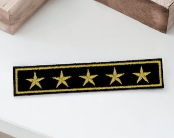 Patch armée 5 étoiles grade de général, écusson thermocollant bannière militaire pour customiser vêtements et accessoires 12,5 cm