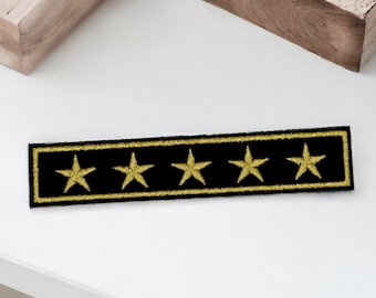 Legerpatch 5 sterren rang van algemene, opstrijkbare militaire bannerbadge om kleding en accessoires aan te passen 12,5 cm