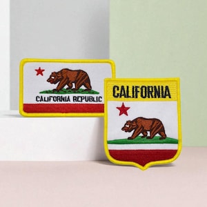 Patch brodé California Republic – Écusson blason thermocollant – 2 modèles