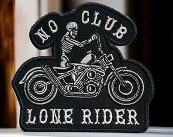 No club Lone Rider, écusson brodé motard, patch biker 10 cm