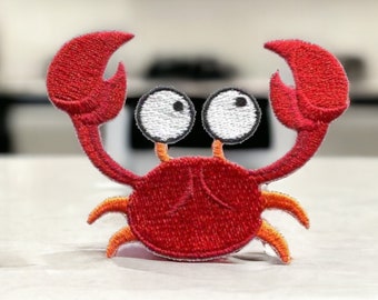 Écusson thermocollant crabe, patch crabe rouge, animal marin, écusson décoratif, personnalisation de vêtements 7 cm