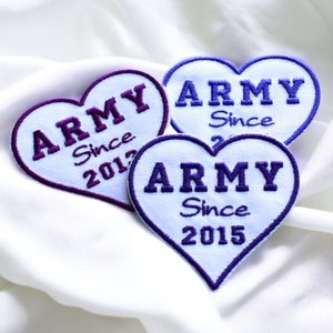 Bts army patch brodé, fan club je suis army depuis 2013, 2014... écusson en forme de coeur pour chapeau, tshirt, idée cadeau pour les fans image 4