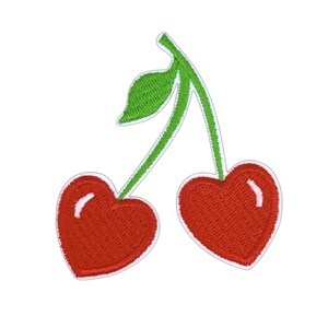 Heart cherry embroidered patch, retro iron-on patch in 2 sizes