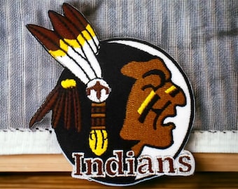 Patch amérindien, broderie indien, écusson thermocollant indien natif pour customisation de vêtement et accessoires, 7,7 cm