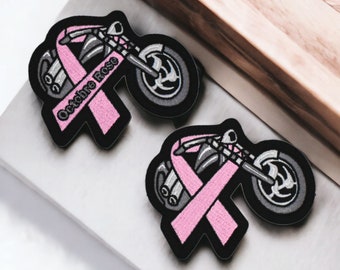 Ruban rose, patch brodé contre le cancer du sein, écusson sensibilisation au cancer, octobre rose 4 versions disponibles 8,8 cm