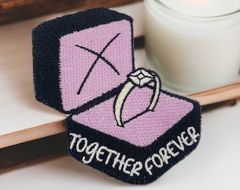 Patch brodé "Together Forever", écusson thermocollant bague de fiançailles, idée cadeau pour la Saint-Valentin