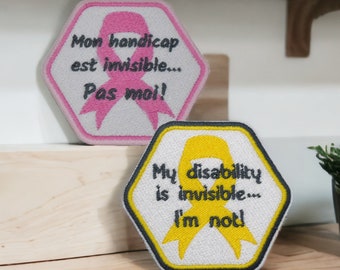 Patch brodé ruban handicap invisible, ruban sensibilisation, vous choisissez la couleur du ruban