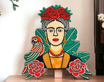 Frida Kahlo patch, écusson brodé de Frida, customisation de vêtement et accessoire, idée cadeau pour les fans de l'artiste