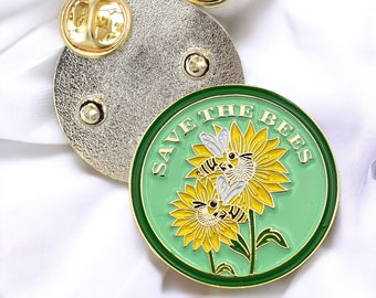 "Save the bees" pin, enamel bee pin, bee protection