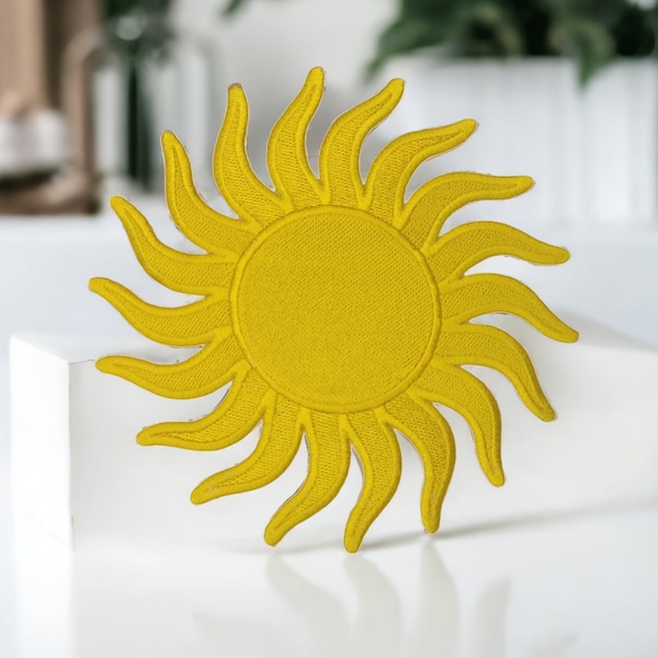 Soleil jaune, patch brodé "summer vibes", écusson thermocollant 3 tailles