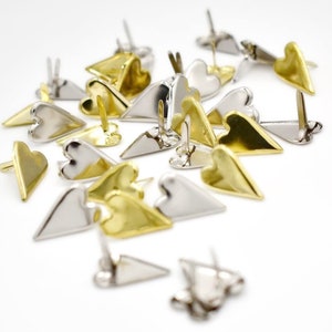 Attaches coeurs métalliques argent or, 100 brads saint-valentin, scrapbooking, fabrication de cartes 15 mm