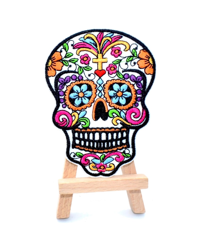 day of the dead patch skull applique for customization Deathhead patch calavera thermostick coat 10 cm