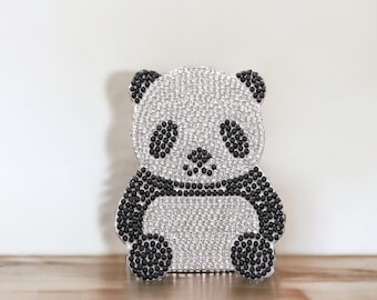 Patch panda en strass, écusson bijou thermocollant pour customisation de vêtements et accessoires, idée cadeau enfant 7 cm