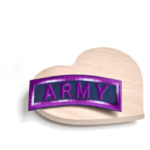 Patch ARMY violet, écusson brodé thermocollant fandom k-pop, 9,6 cm