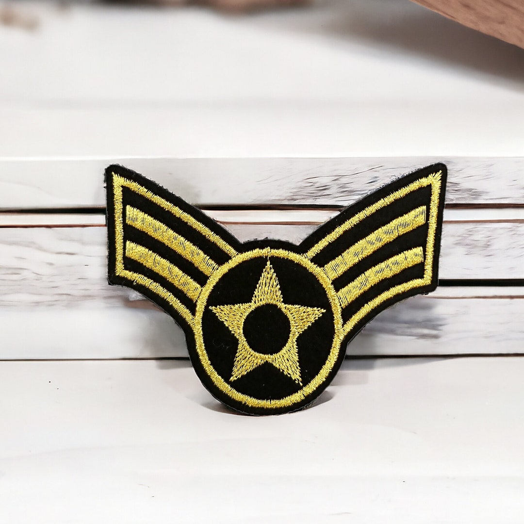 Écusson Thermocollant Armée - Grade Militaire Brodé, Dimensions 9x6.5 Cm - Pour Veste, Sac, Customisation