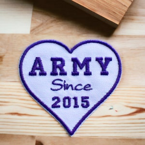 Bts army patch brodé, fan club je suis army depuis 2013, 2014... écusson en forme de coeur pour chapeau, tshirt, idée cadeau pour les fans image 8