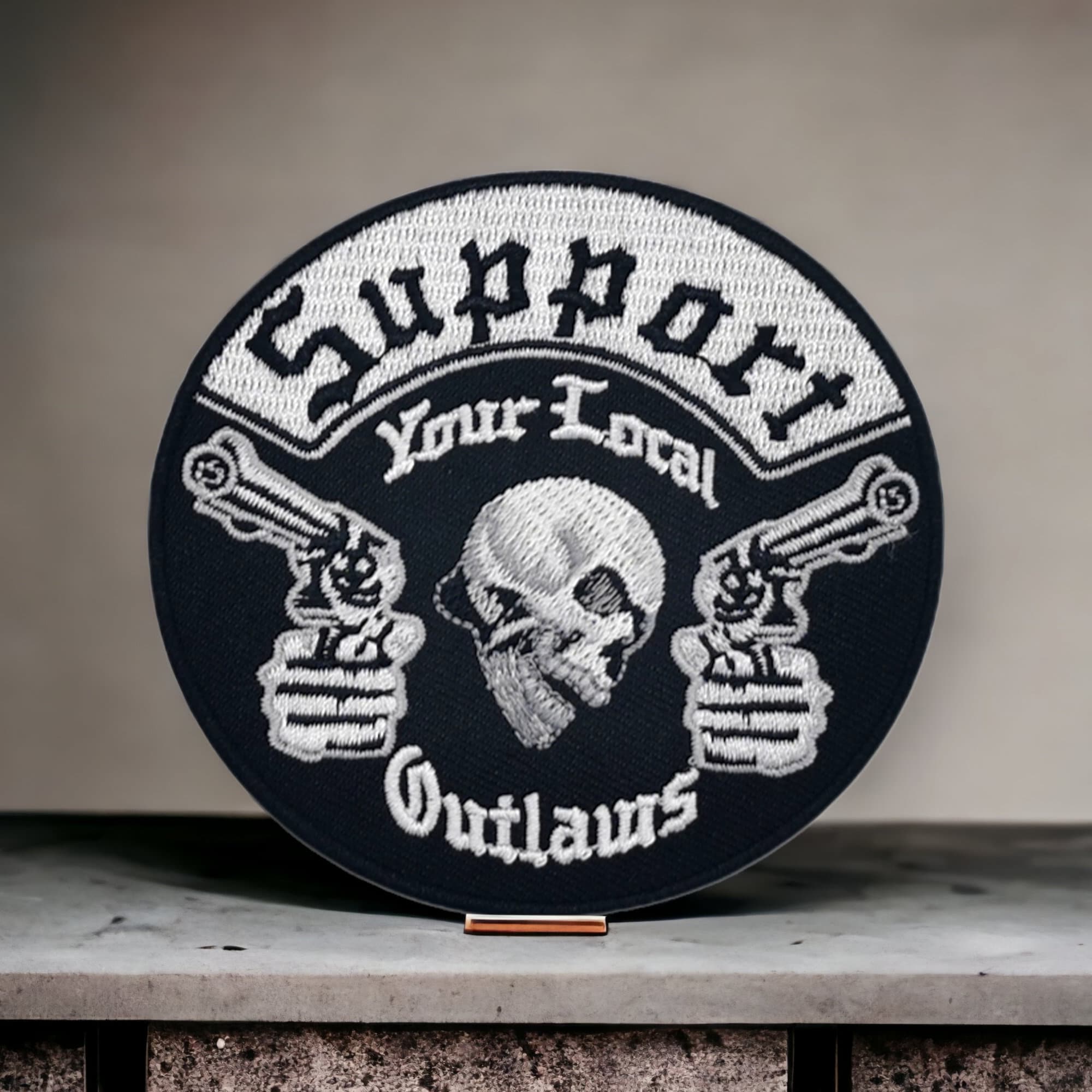 Custom Embroidery 4 Round Patch Biker Embroidered Outlaw MC Badge Patches