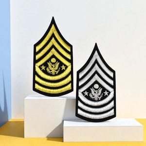 曹長軍事パッチ - 金または銀で刺繍された米軍バッジ - 12 cmアイロン接着