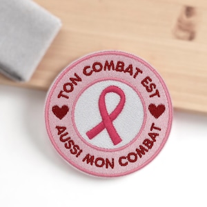 Embroidered Pink Ribbon Patch – Your fight is also my fight – Iron-on badge