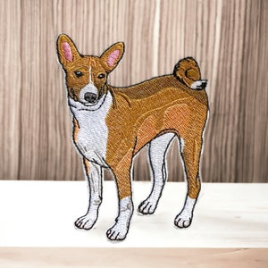 Basenji embroidered patch, embroidered basenji hunting dog, iron-on iron-on patch to sew or iron 10 cm