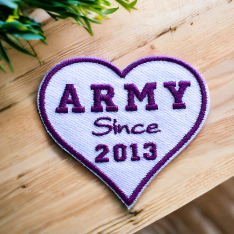 Bts army patch brodé, fan club je suis army depuis 2013, 2014... écusson en forme de coeur pour chapeau, tshirt, idée cadeau pour les fans image 7