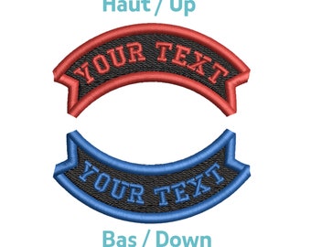 Parche bordado personalizado, insignia de pancarta con nombre o palabra • 8 a 30 cm • 6 tamaños