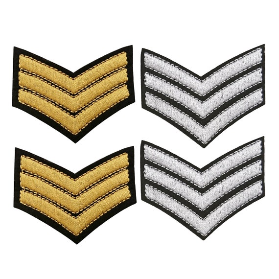 PAIR SGT RANK CHEVRONS MILITARY ARMY Embroidered Sew Iron On Cloth Patch Badge 