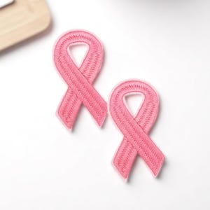 Pink Ribbon Patches – Breast Cancer Awareness – Iron-On Embroidered 6 cm